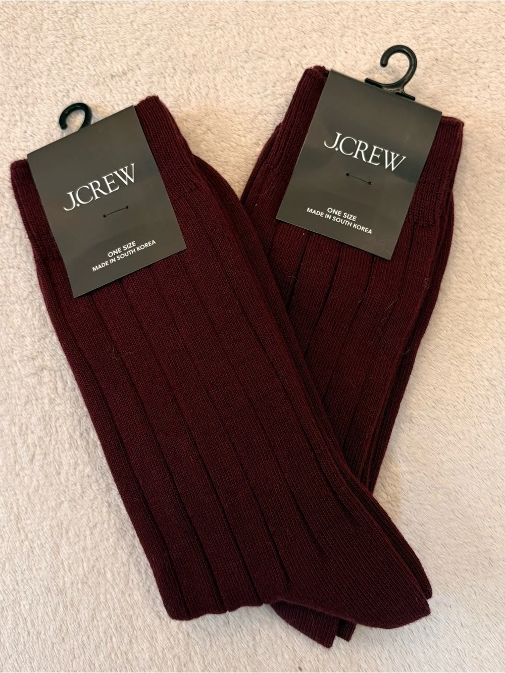 J. Crew Factory Maroon Burgundy Ribbed Crew Socks (TWO PAIRS)